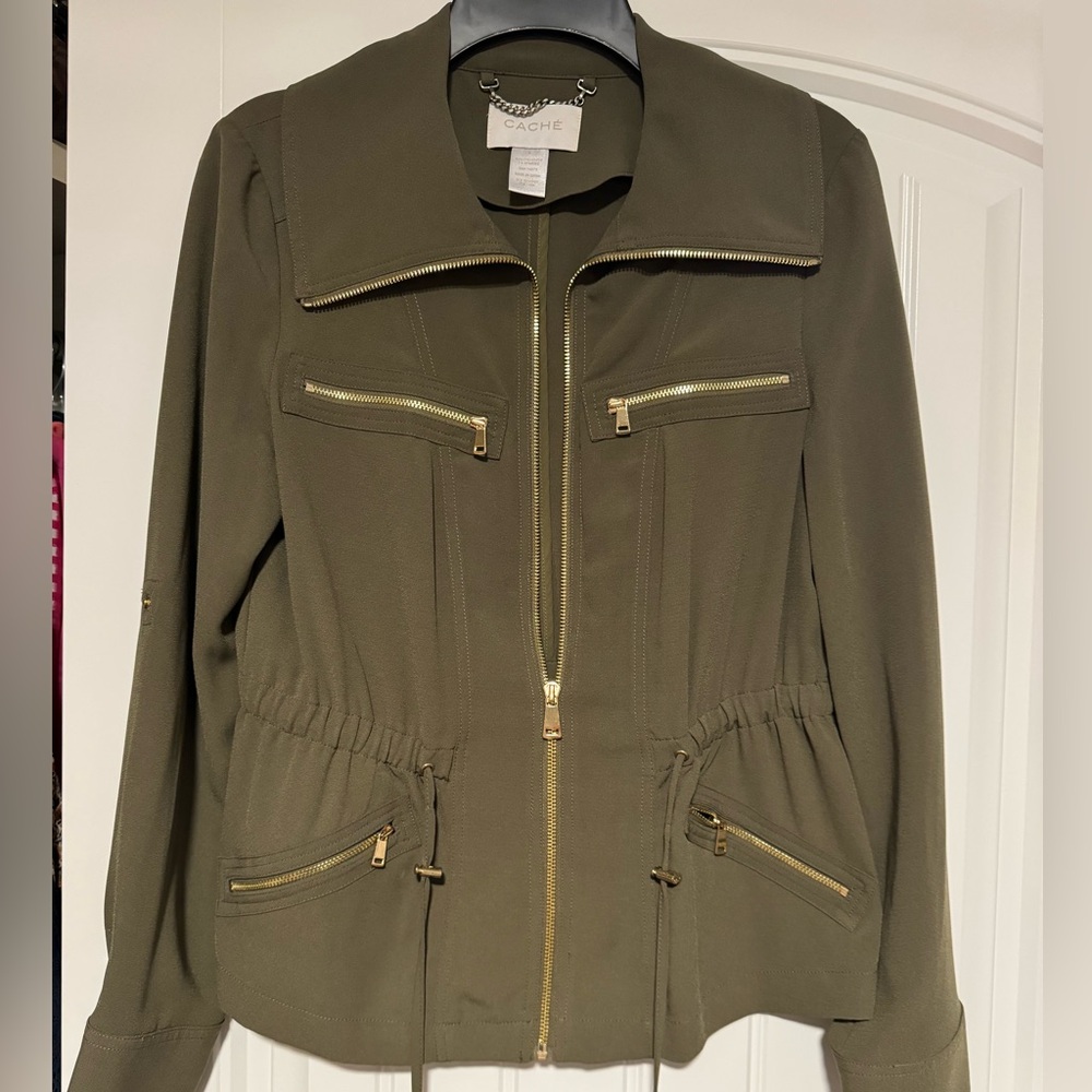 Cache Olive Color Utility Jacket Size 6 - image 1